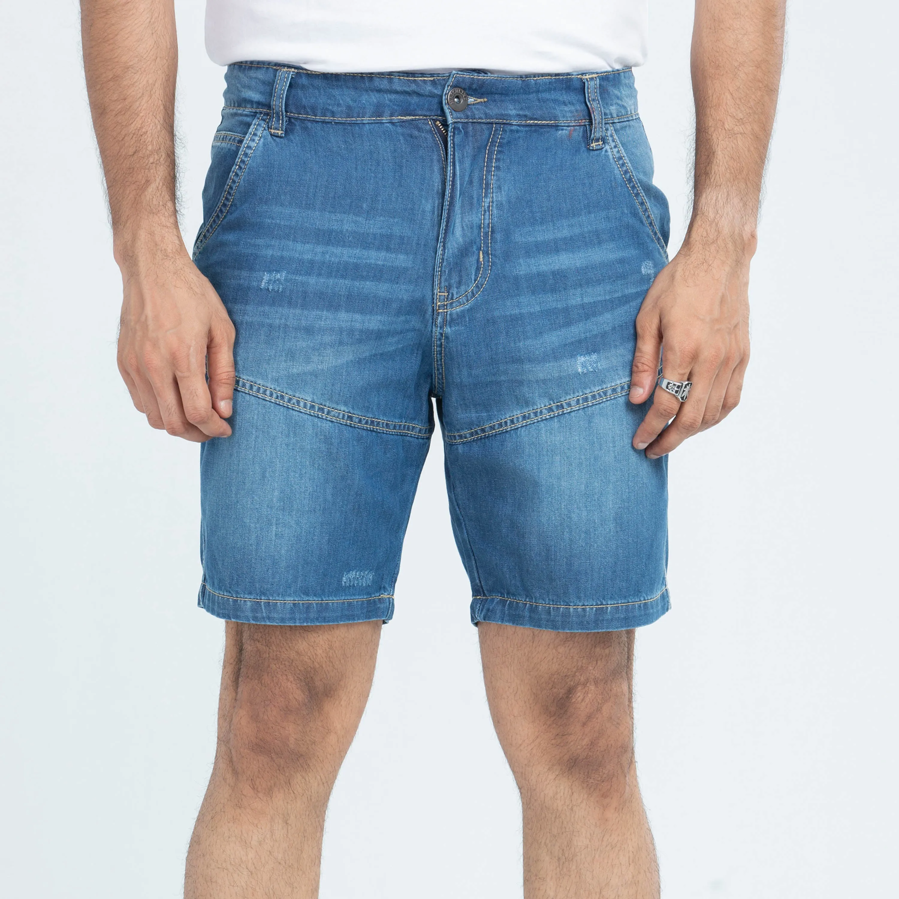 2Q Denim Shorts - Mid Blue