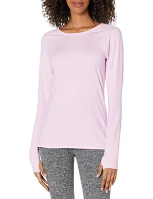 Amazon Essentials Women's Brushed Tech Stretch Long-Sleeve Crewneck Shirt (Available in Plus Size), Pale Pink, 5X