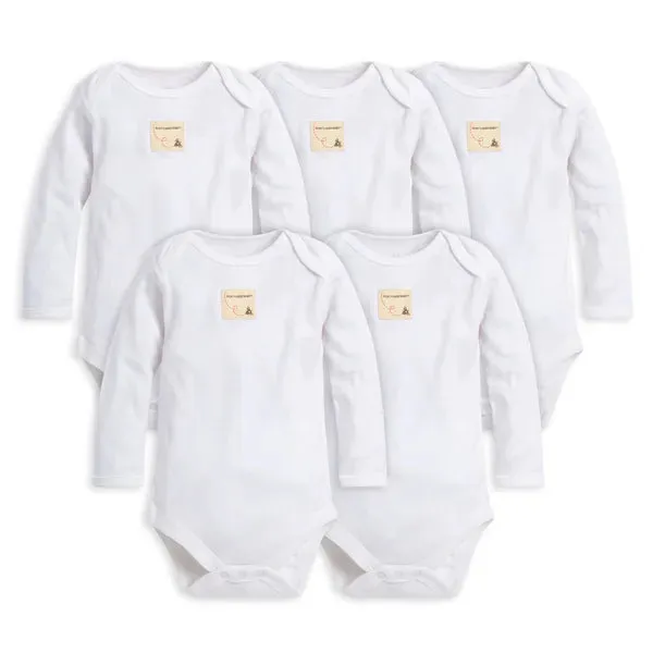 Burt's Bees Baby Organic Long Sleeve Bodysuits 5 Pack