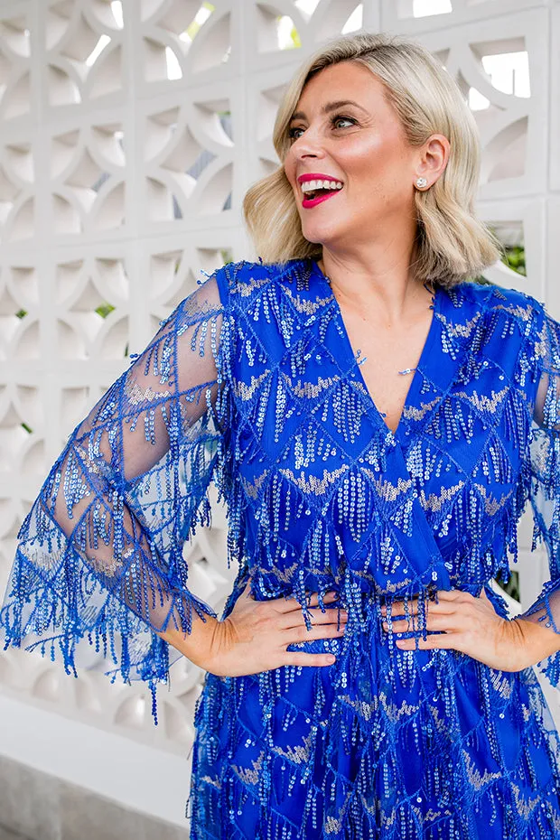 Delilah Cobalt Sequins Party Dress