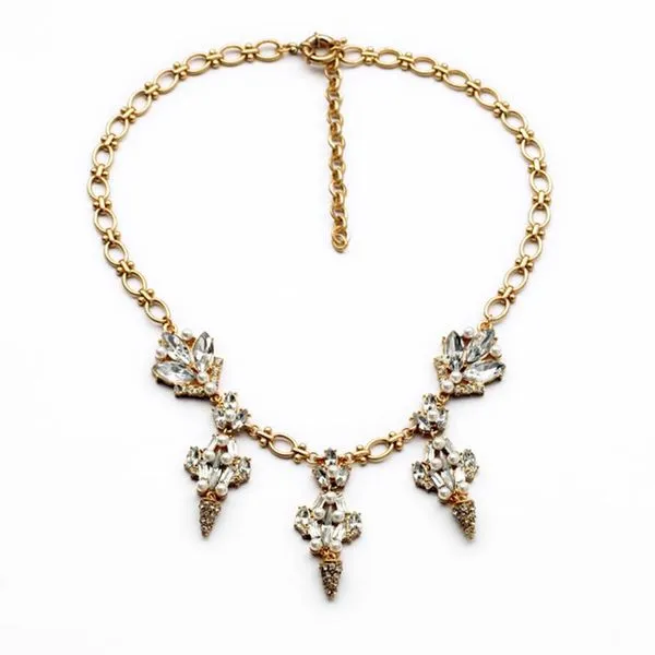 Gina Gold Crystal Drop Necklace