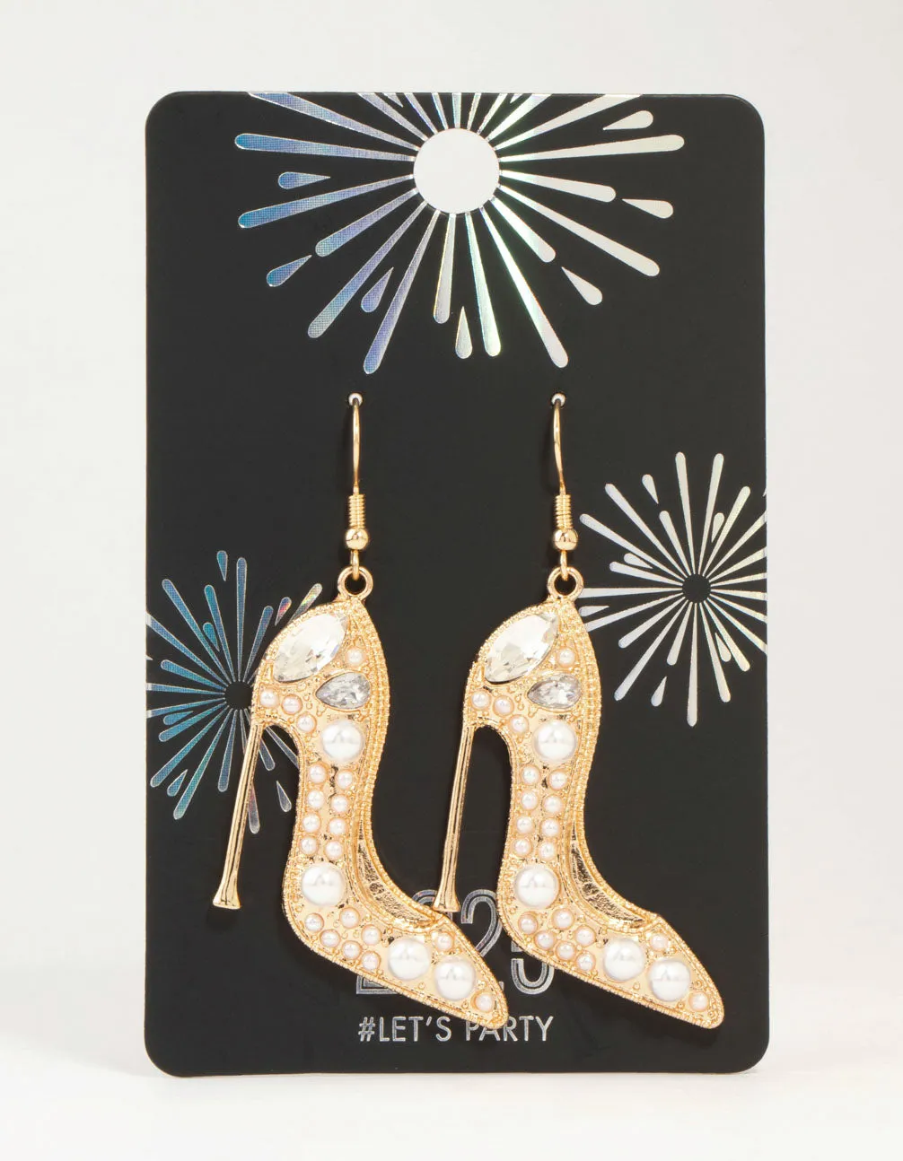 Gold Pearl Heels Drop Earrings