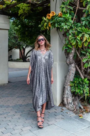 Gunmetal Nouveau Sequin Caftan Kaftan Dress