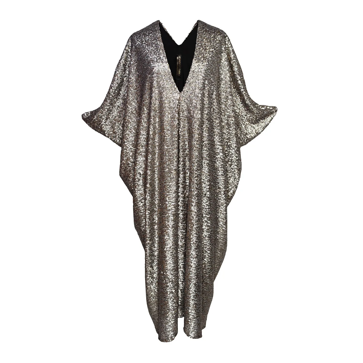 Gunmetal Nouveau Sequin Caftan Kaftan Dress