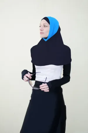 High Tech Performance Hijab (Black with Royal Blue)