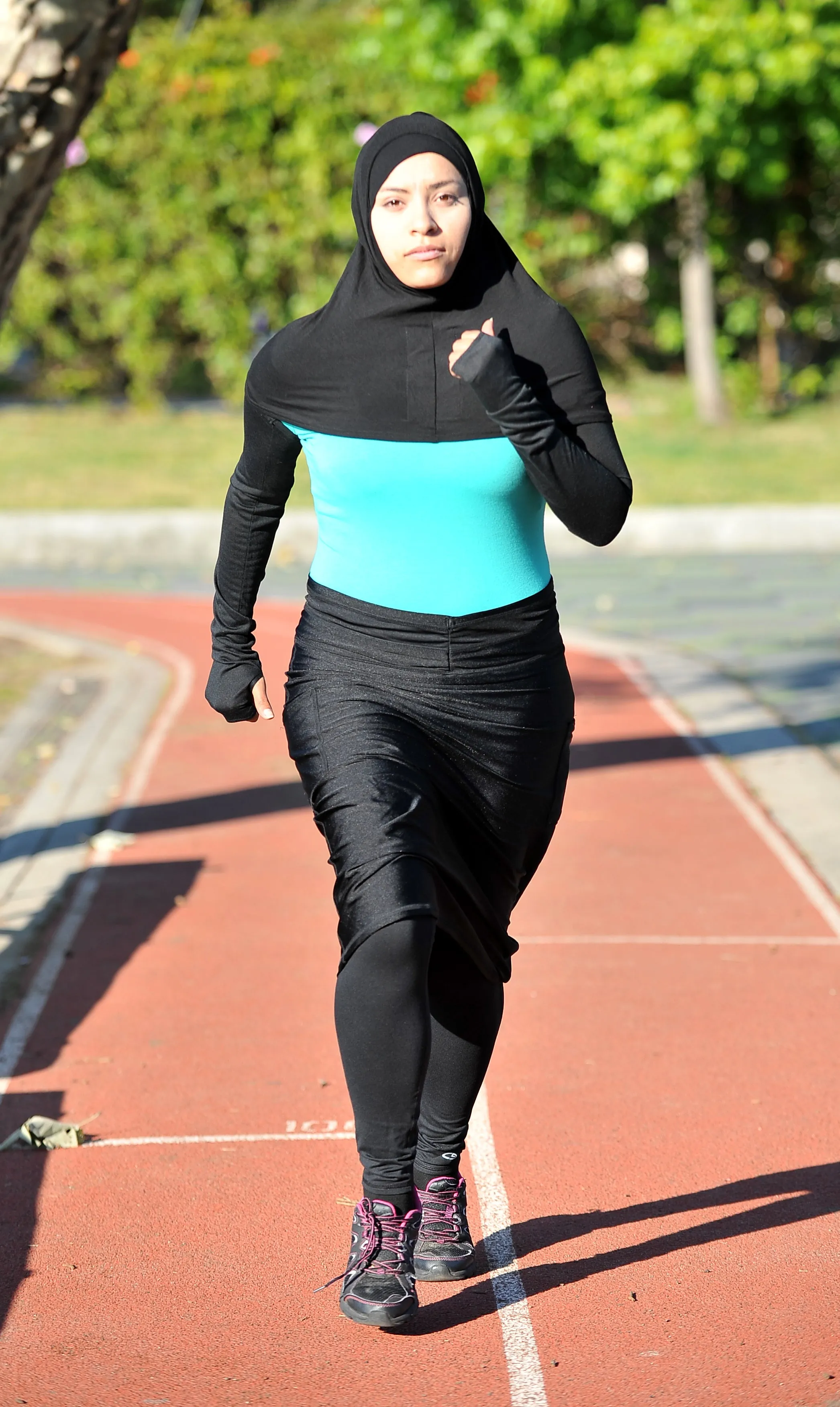 High Tech Performance Hijab (Black with Royal Blue)