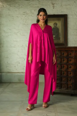 Hot Pink Embroidered Kaftan Set