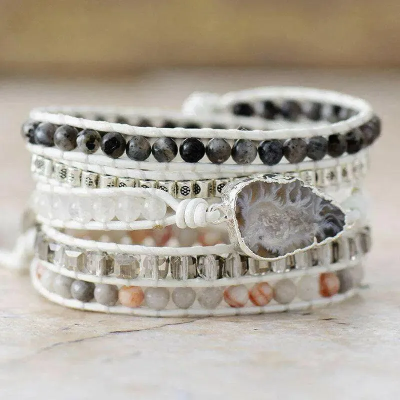 Natural Stone Layered Bracelet for Timeless Luxury Fashion Elegance