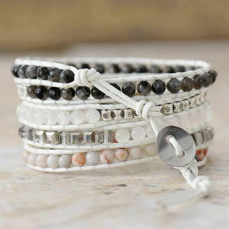 Natural Stone Layered Bracelet for Timeless Luxury Fashion Elegance