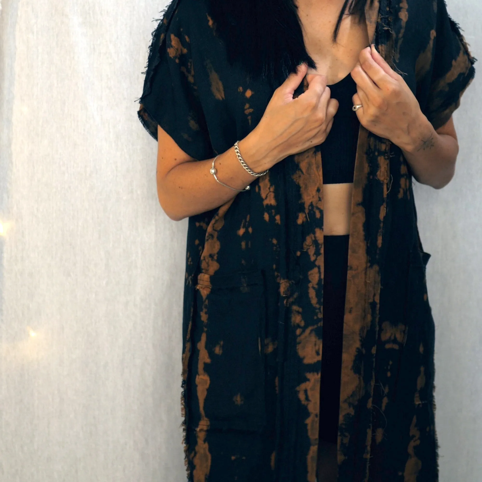 Nomad wrap-up Vest Dress  - Black & Rusty