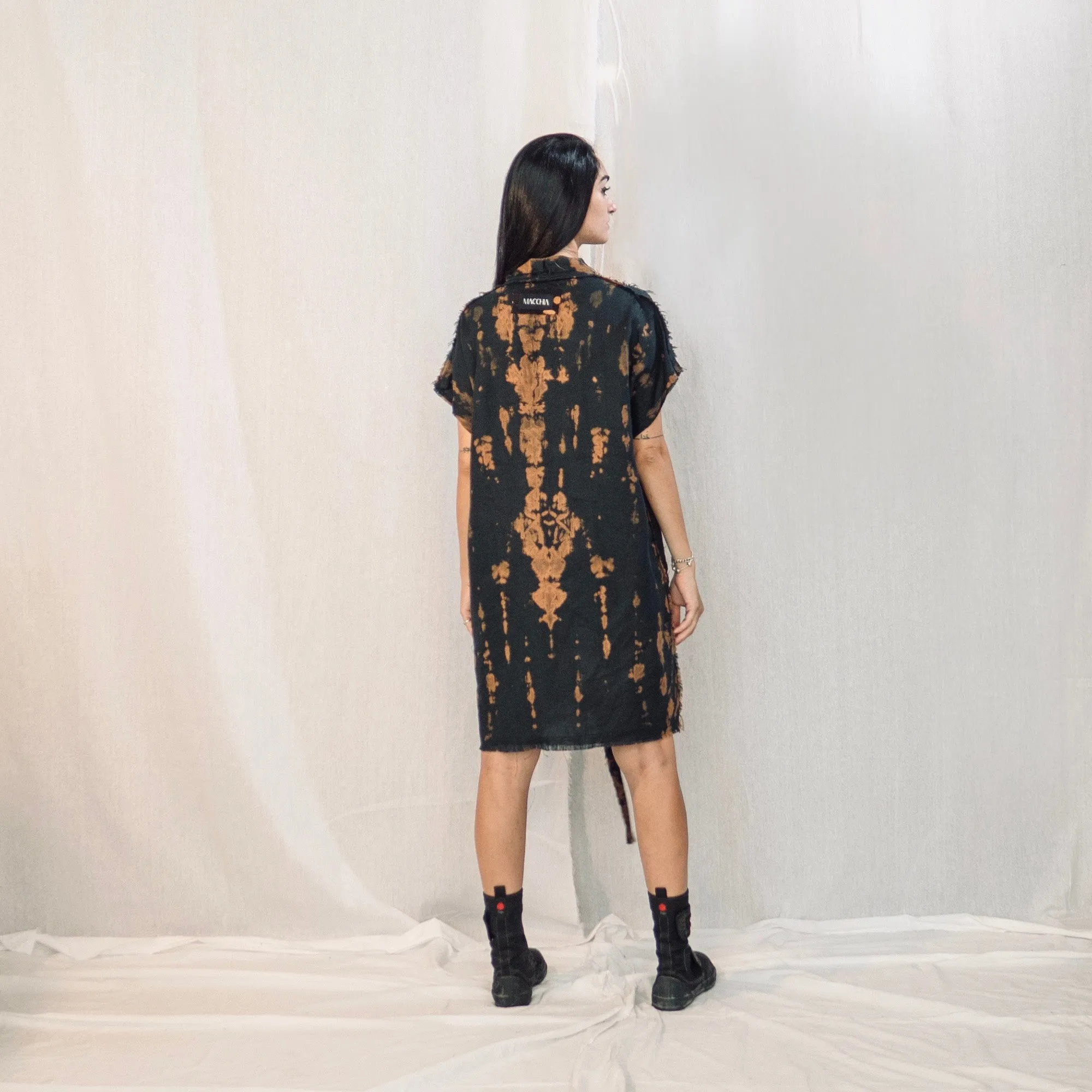 Nomad wrap-up Vest Dress  - Black & Rusty