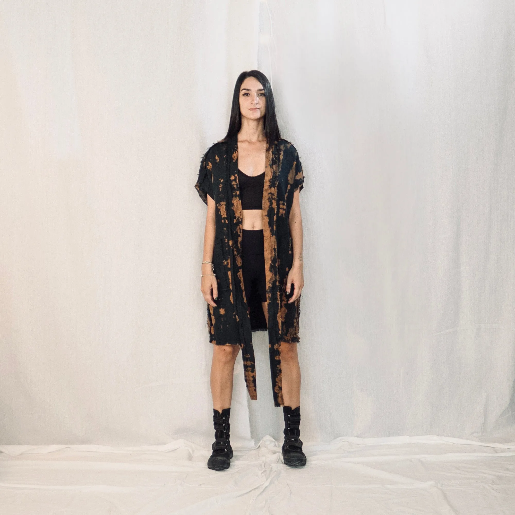 Nomad wrap-up Vest Dress  - Black & Rusty