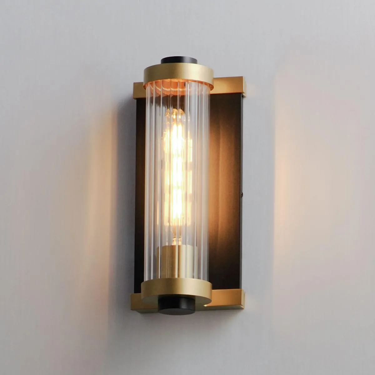 Opulent 11 in. Outdoor Wall Sconce Black and antique brass Finish
