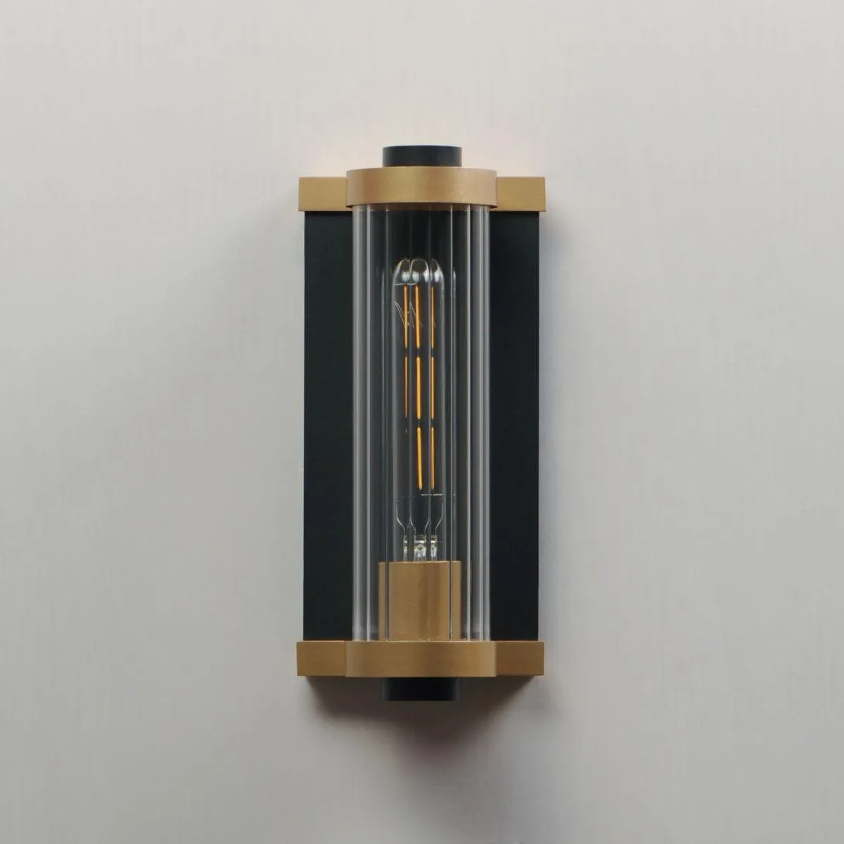 Opulent 11 in. Outdoor Wall Sconce Black and antique brass Finish