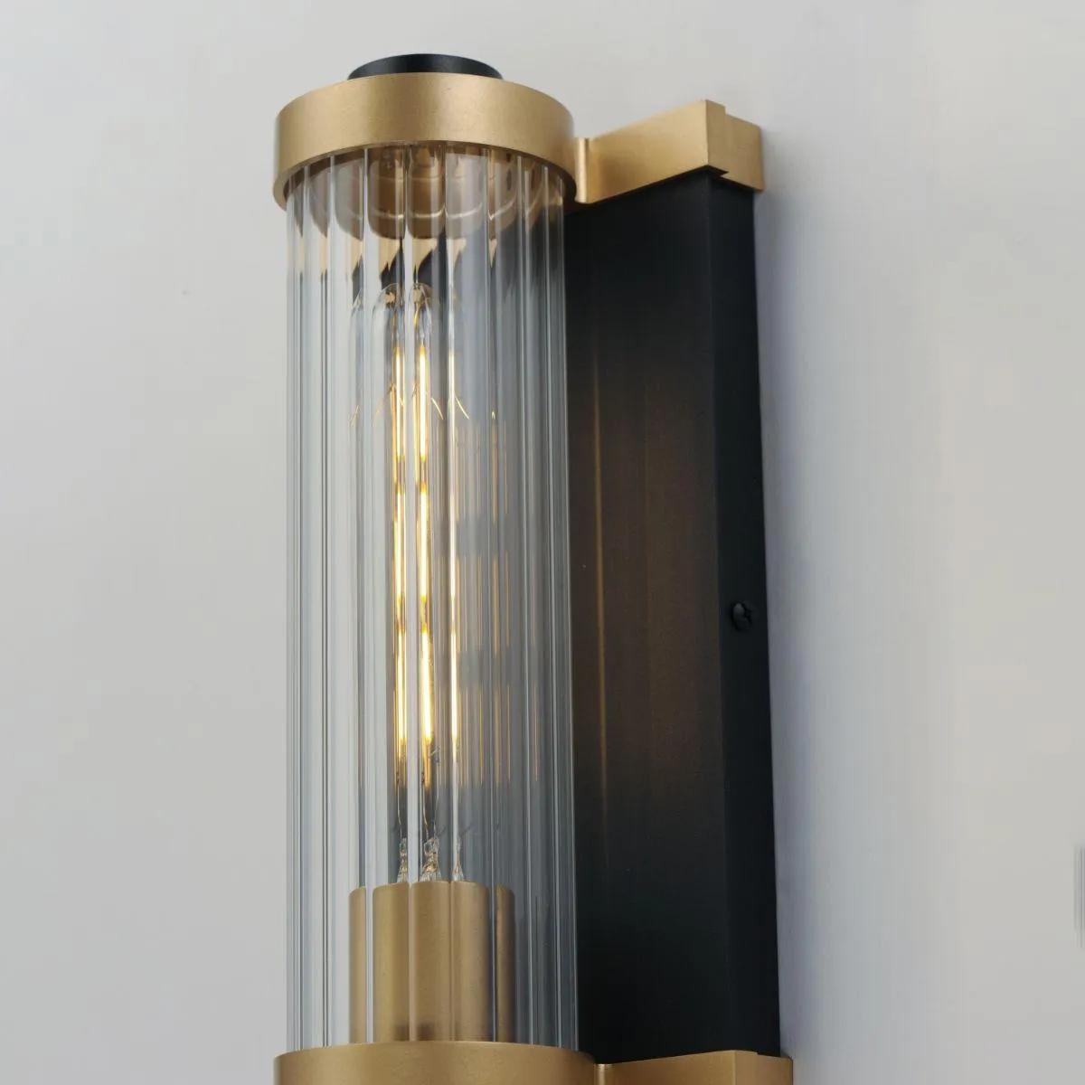 Opulent 11 in. Outdoor Wall Sconce Black and antique brass Finish
