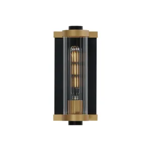 Opulent 11 in. Outdoor Wall Sconce Black and antique brass Finish