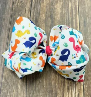 Rainbow Dinosaur Texas Size Knot Hair Bow