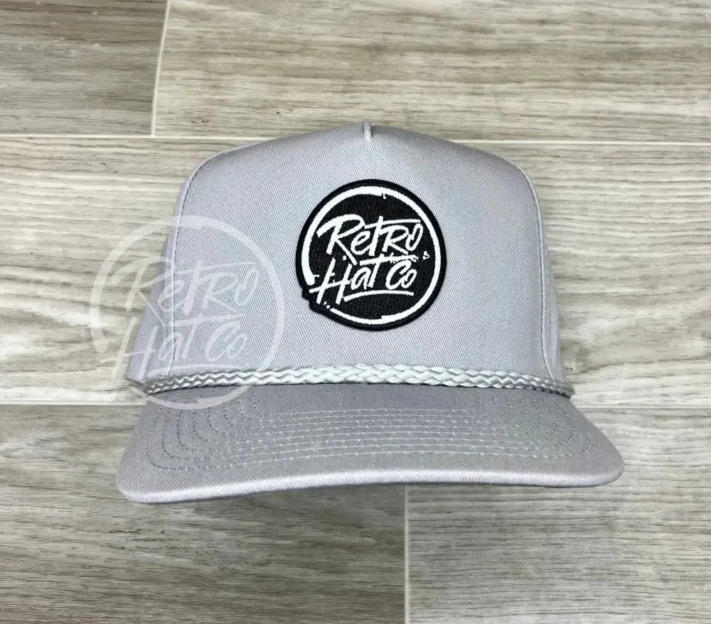 Retro Hat Co. Brand (Glow in the Dark) Patch on Tall Gray Retro Rope Hat