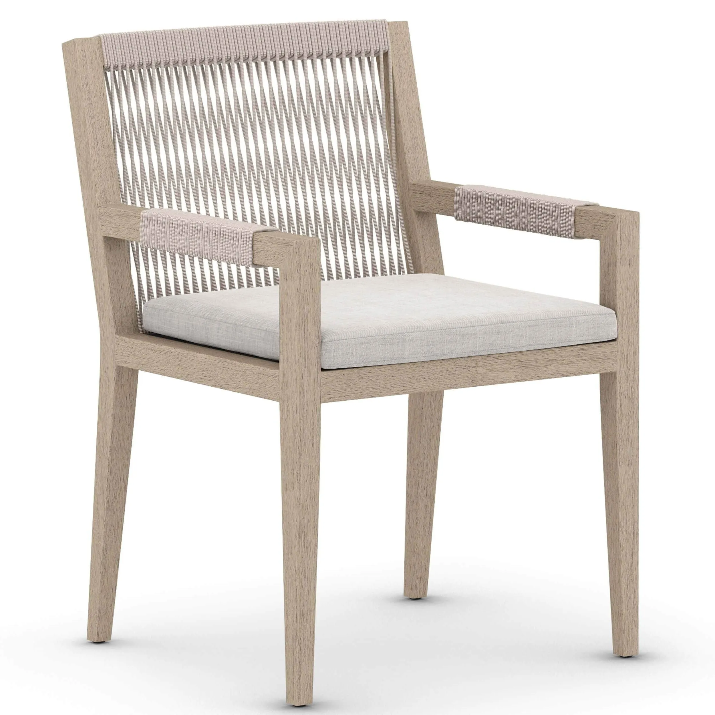 Sherwood Outdoor Dining Arm Chair, Stone Grey/Washed Brown, Set of 2