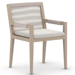 Sherwood Outdoor Dining Arm Chair, Stone Grey/Washed Brown, Set of 2