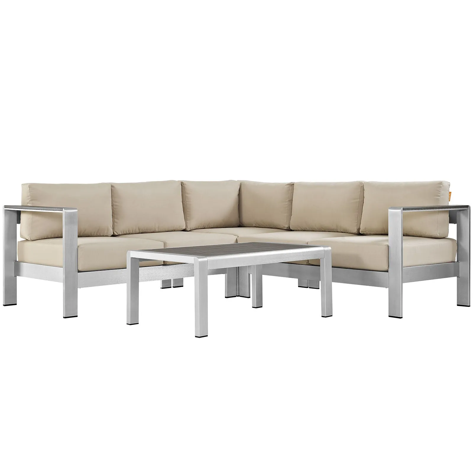 Shore 4 Piece Outdoor Patio Aluminum Sectional Sofa Set by Modway