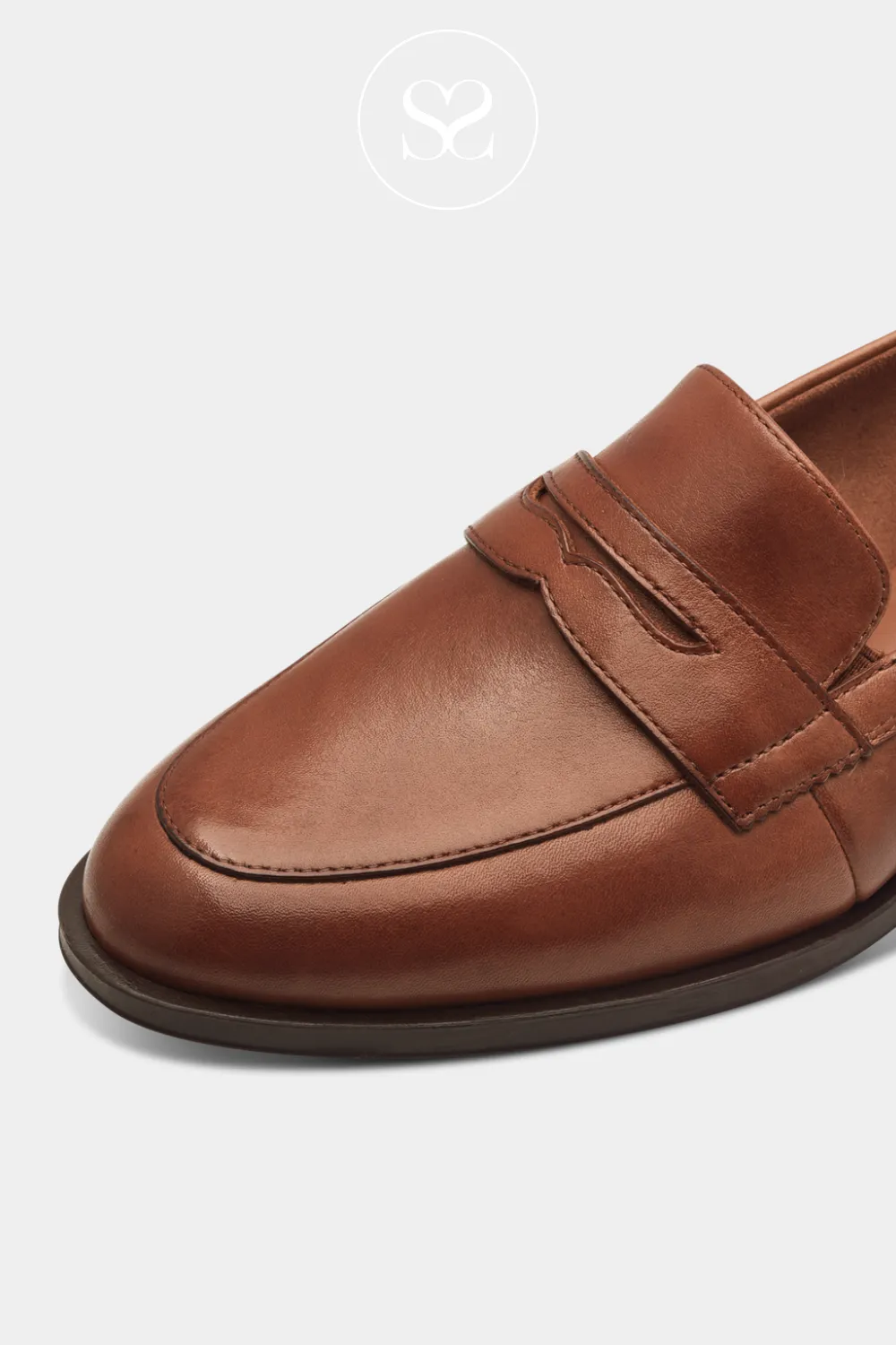 TAMARIS 1-24202-44 TAN LEATHER BLOCK HEEL LOAFERS