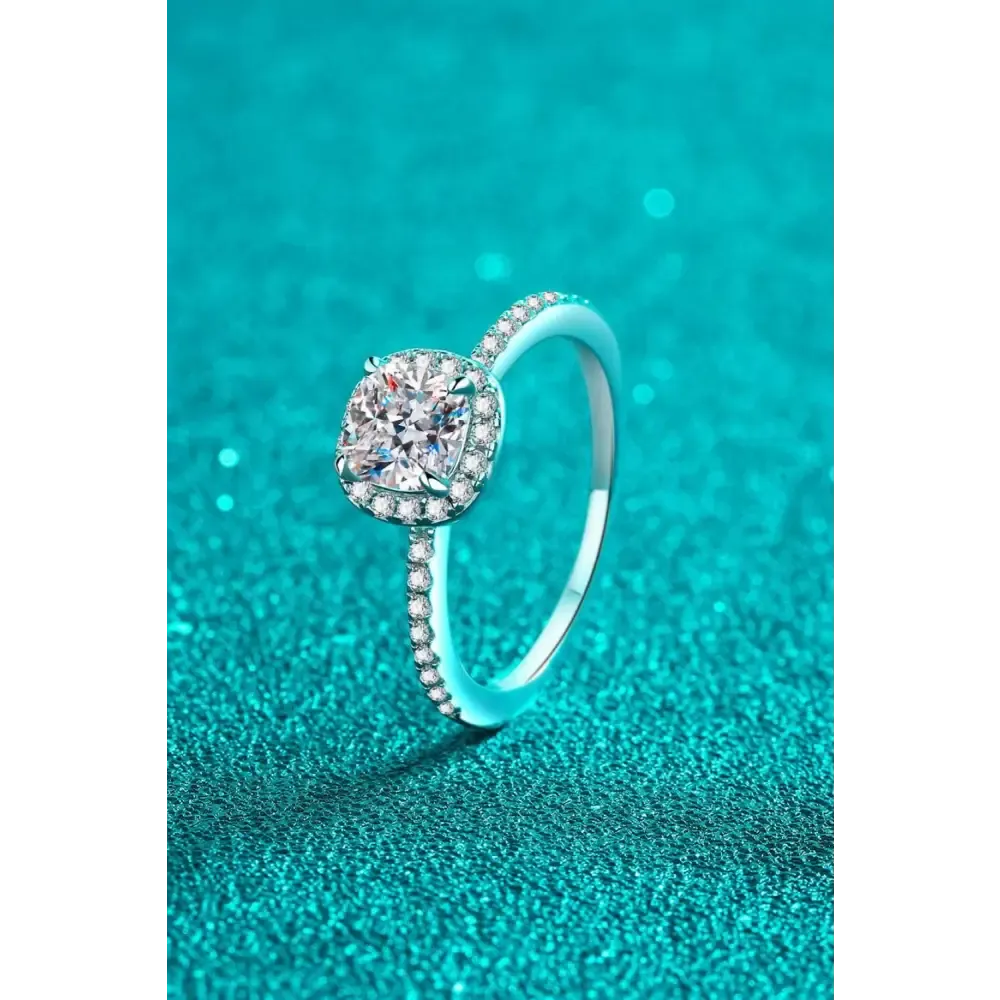 Timeless Moissanite Halo Ring in Sterling Silver for Luxury Fashion
