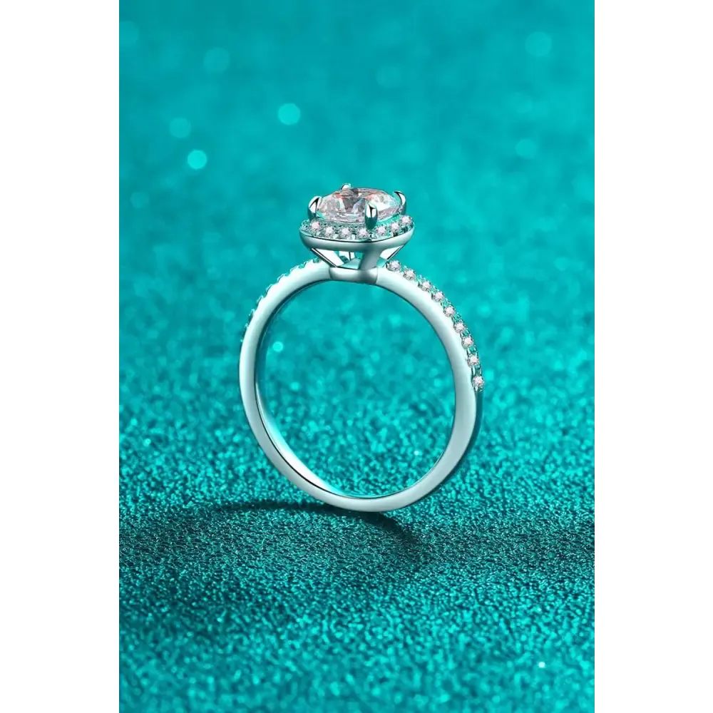 Timeless Moissanite Halo Ring in Sterling Silver for Luxury Fashion