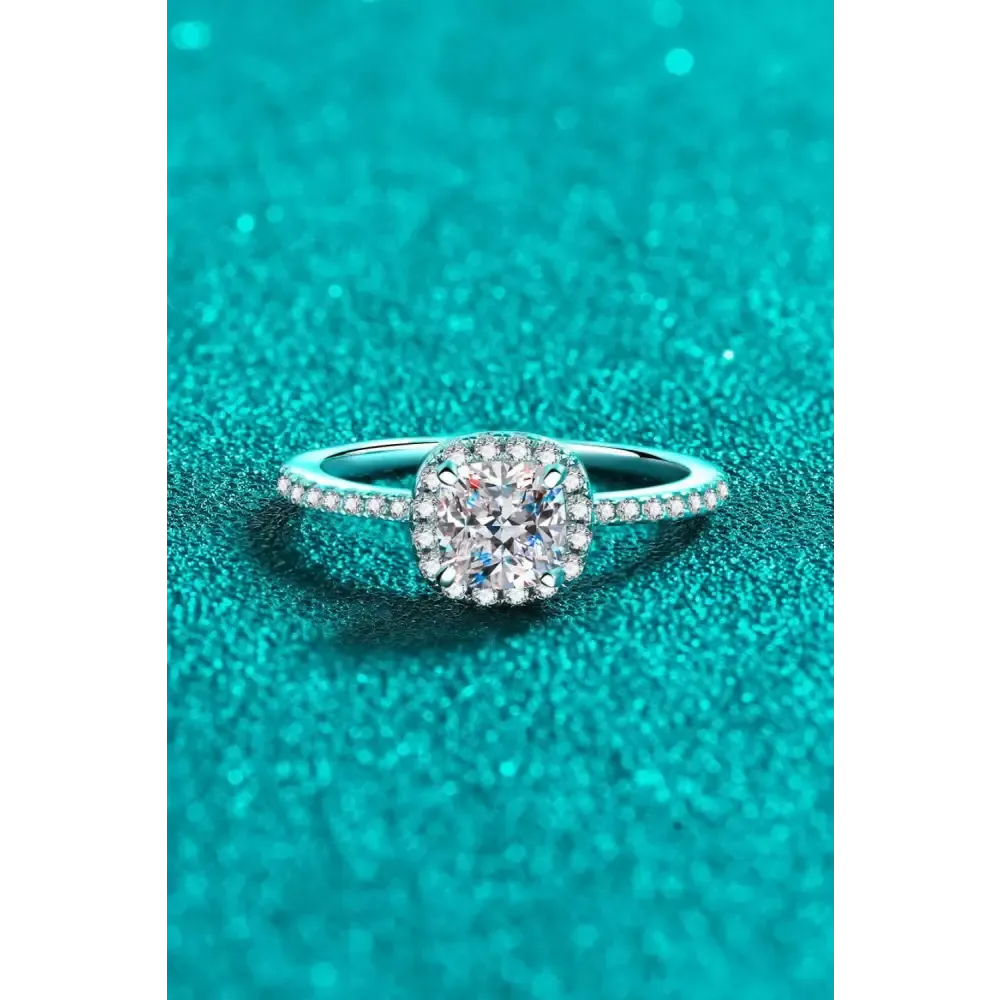 Timeless Moissanite Halo Ring in Sterling Silver for Luxury Fashion