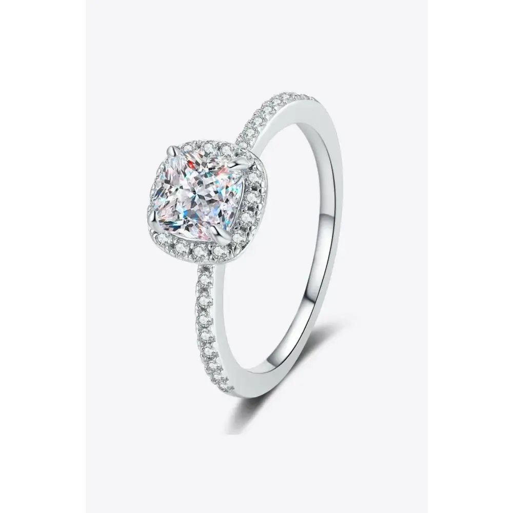 Timeless Moissanite Halo Ring in Sterling Silver for Luxury Fashion