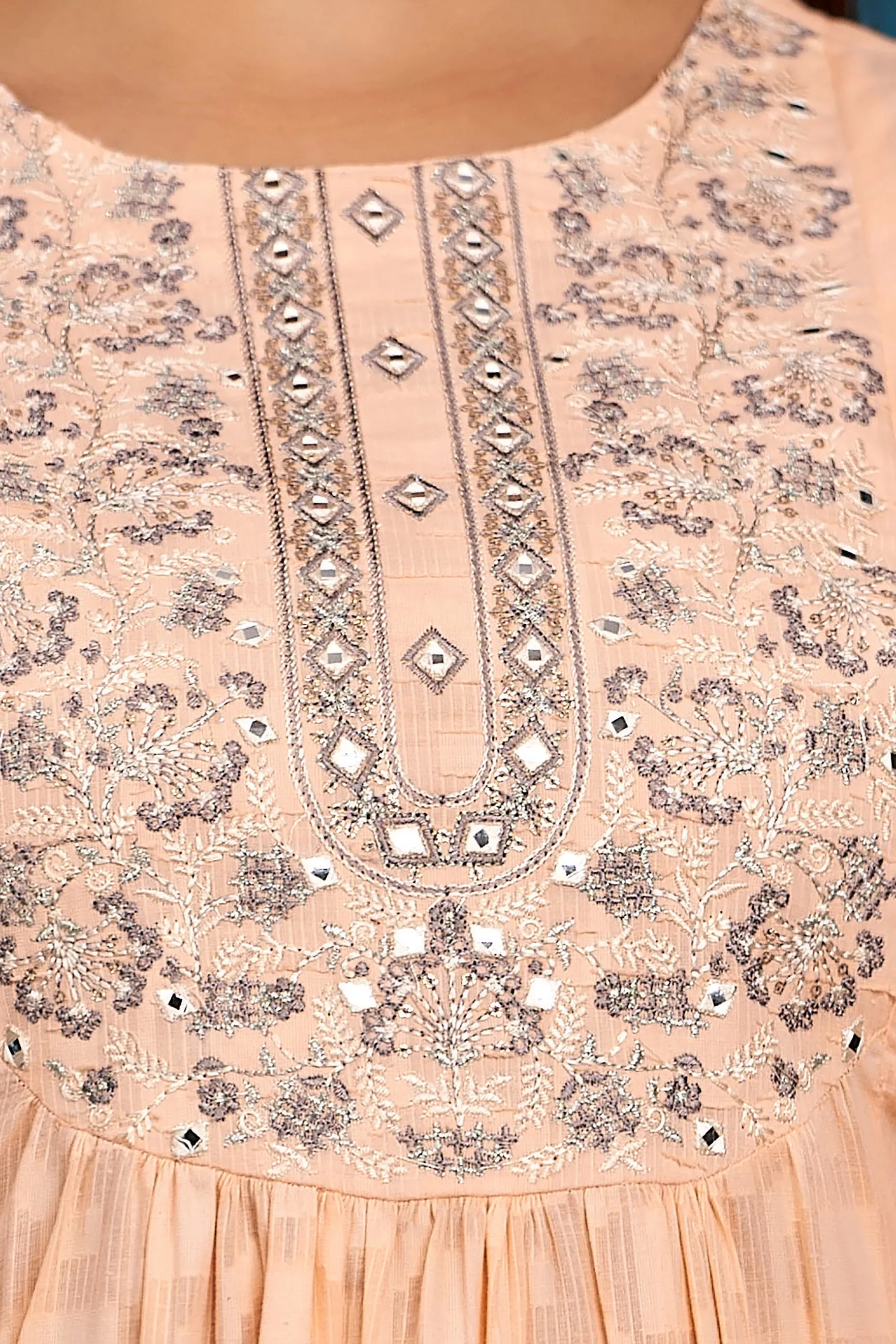 Womens Cotton Peach Nyara Cut A-Line Kurta