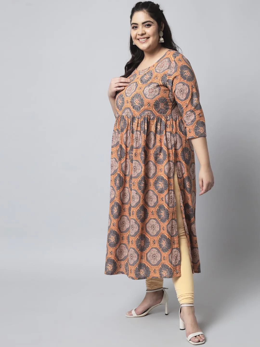 Women's Rust Cotton Nyara Cut A-Line Kurta