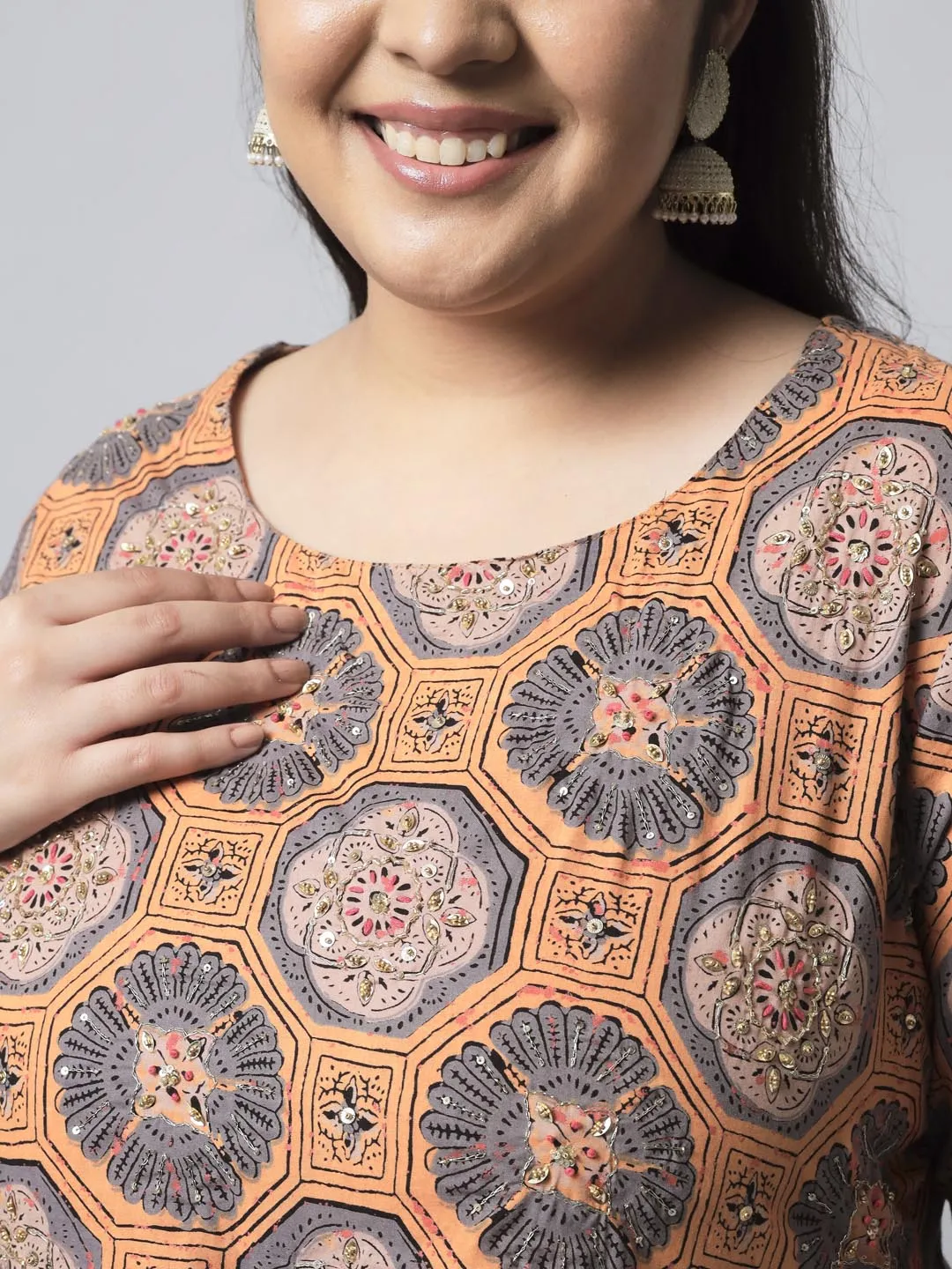 Women's Rust Cotton Nyara Cut A-Line Kurta