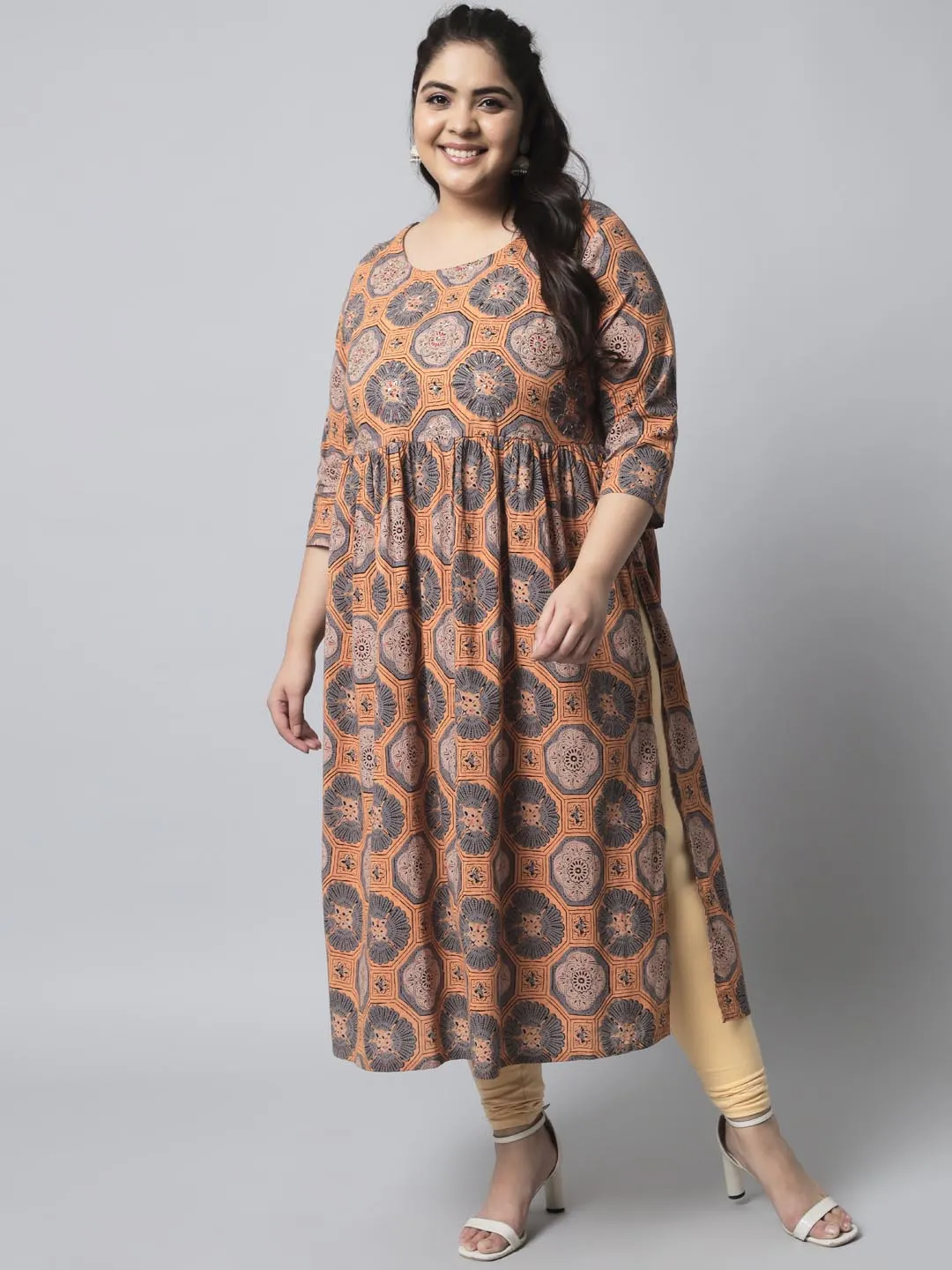 Women's Rust Cotton Nyara Cut A-Line Kurta