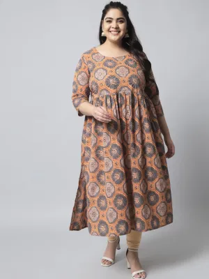 Women's Rust Cotton Nyara Cut A-Line Kurta